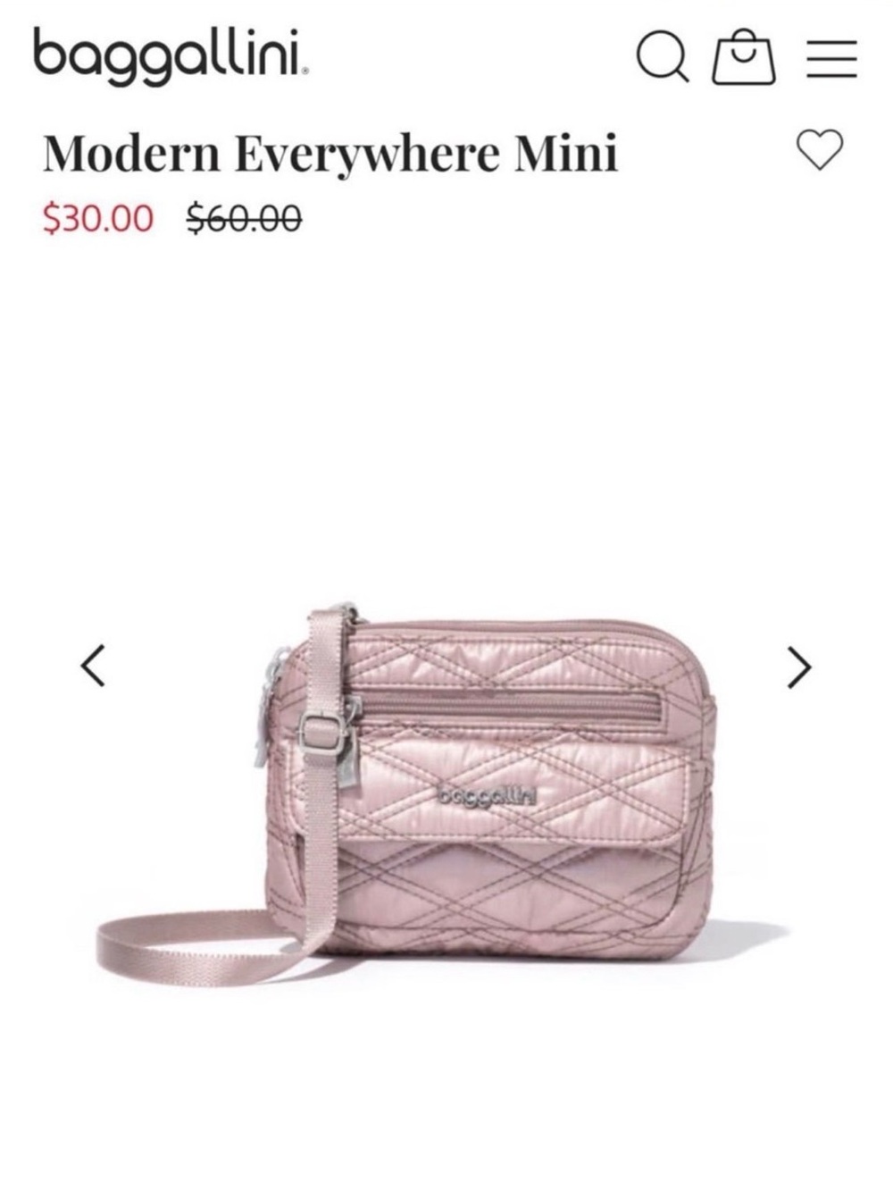 Baggallini Modern Everywhere Mini Crossbody in Blush Pink